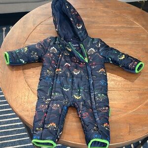 Wippette Navy Dinosaur Hooded snow Footie